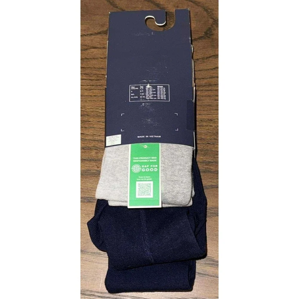 Gap Kids Tights  2 pairs Navy Blue + Gray Medium Organically Grown Cotton 7-10 y
